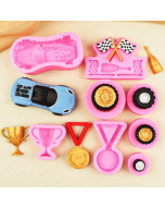 Sports car trophy medal tyre silicone mould drip rubber plaster candle baking decoration mould, Specification: 8pcs/set