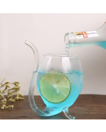 300ML creative glass milk cup with straw, cold drink cup, juice cup, wine cup