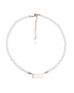 Angel Number Necklace with Pearl on Stainless Steel Choker (000 Gold Color)