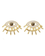 Angel's Eye Pendant Multi-layer Necklace, Model: E2106-21 with Front and Back Earrings