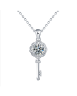 Moissanite 925 Sterling Silver Key Necklace, Chain Length: 60cm Sweater Chain