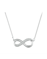 Sterling Silver Plated White Gold Mobius Loop Moissanite Necklace