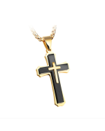 Three-layer Cross Necklace, Titanium Steel Men's Necklace, Color: Black Single Pendant