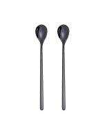 2 PCS Stainless Steel Spoon Creative Coffee Spoon Bar Ice Spoon Gold Plated Long Stirring Spoon, Style:Round Spoon