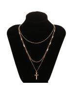 3-layer women's necklace cross