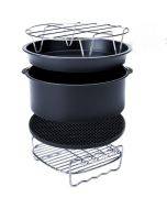 5 in 1 Fryer Accessory Set Multifunctional Air Fryer Set Grill Pizza Pan Five-piece set (round baking pan)