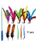 11 In 1 Cat Toys Feather Telescopic Funny Cat Sticks