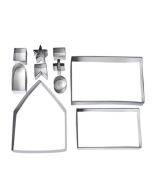 10 piece set of 3D three-dimensional stainless steel biscuit molds Christmas gingerbread house baking tools