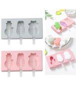 Silicone covered cartoon homemade DIY ice cream popsicle mold, color randomly shipped, style: snowman, hippopotamus, little rabbit