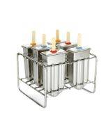 Stainless Steel DIY Ice Cream Mold Household Popsicle Ice Cream Mold(3 Flat 3 Round Head Double Grooves)