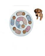 Pet toy dog food carousel eating puzzle anti-choking dog bowl supplies, style: round (blue)