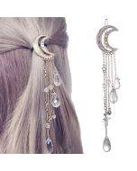 Fashionable and elegant women's clothing, Lady Moon, rhinestones, tassels, long chain beads, pendants, hair clips, hair accessories, hair accessories