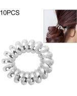 10 PCS Multicolor Elastic Hair Bands Spiral Shape Ponytail Hair Ties Rubber Band Hair Rope Telephone Wire Hair Accessories(Silver)