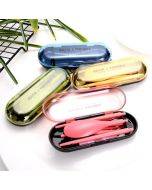 3pcs / Set Mini Outdoor Portable Travel Sets Candy Color Folding Dinner Set Student Kids Kitchen Tool