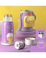 Smart Cartoon Animal Children Straw Cup Student Insulated Water Cup With Cup Cover, Style:Smart 316(Little Yellow Chicken)
