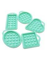 5 in 1 Food Grade Silicone Waffle Mold Kitchen Cake Set Baking Supplies(Green)