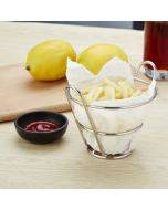 J13449 Stainless Steel Mini Fries Basket Restaurant Snack Bread Plate