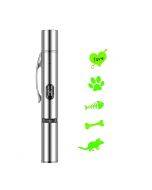 Rechargeable projection cat flashlight multi-pattern pet toy stainless steel flashlight (green light)