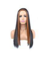 Women's midsection bleach long straight wig