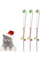 3 pieces of fur ball pendant for sale, cat teaser stick, durable long rod, steel wire cat toy