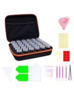 Multifunctional Portable Diamond Painting Tool Set Storage Bag, Style: 30 Grid (Orange)