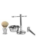 Men's manual old-fashioned metal shaver holder set