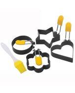 Egg Ring Iron Spray Non-Stick Round Omelette Model Omelette Mold(4 PCS Circle Heart Flower Star)
