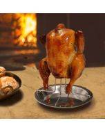 Outdoor Camp Thickening Barbecue Grill Roasting Chicken Rack Roasting Chicken Pan(Stainless Steel)