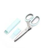 Five-Layer Vegetable Scissors Office Shredding Stainless Steel Scissors(Blue Gray)