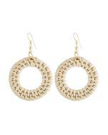 E2002-1 Earhook Round Ring Bamboo Vine Handwoven Earrings Bohemian Style Earrings