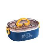 Large Capacity Oval Divided Portable Office Insulation Lunch Box, Specification: 600ml (Plastic Blue)