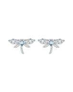 BSE874 925 Sterling Silver Plated Platinum Spike Cute Dragonfly Earrings