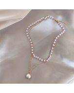 Minimalist Beaded Double Layer Pearl Pendant Necklace