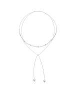 S925 Sterling Silver Plated Platinum Heart Double Layer Sweater Necklace