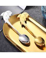 2 PCS Stainless Steel Dolphin Shape Cartoon Coffee Stirring Spoon Ice Cream Spoon Child Feeding Spoon