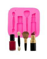 2 pieces of lipstick, eyebrow pencil, makeup tool, silicone flip sugar cake mold, chocolate mold, clay mold