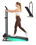 Akluer RJ401 Non Motorized Self Powered Treadmill Dual Flywheel Foldable Walking Pad 3 Level Resistance 150kg Capacity