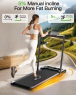 Akluer 480L-B Foldable Walking Pad Treadmill with Incline and Handrail 6 km/h Quiet Motor 150kg Capacity for Home and Office