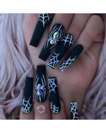 Halloween Style Nails Press On Spider Pumpkin Pattern False Nail Tips