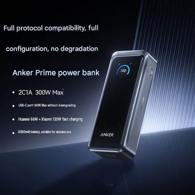Anker Prime 300W gyorstöltő power bank (26 250mAh) elölnézet