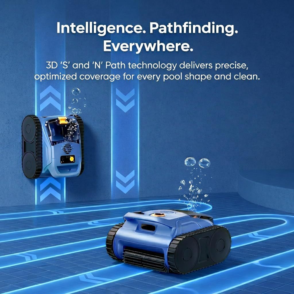 Seauto SAT20 Pro Cordless Robotic Pool Cleaner 18000Pa Strong Suction 180 Min Runtime 3L Large Filter Basket Smart Navigation Anti Stuck Rechargeable Pool Vacuum