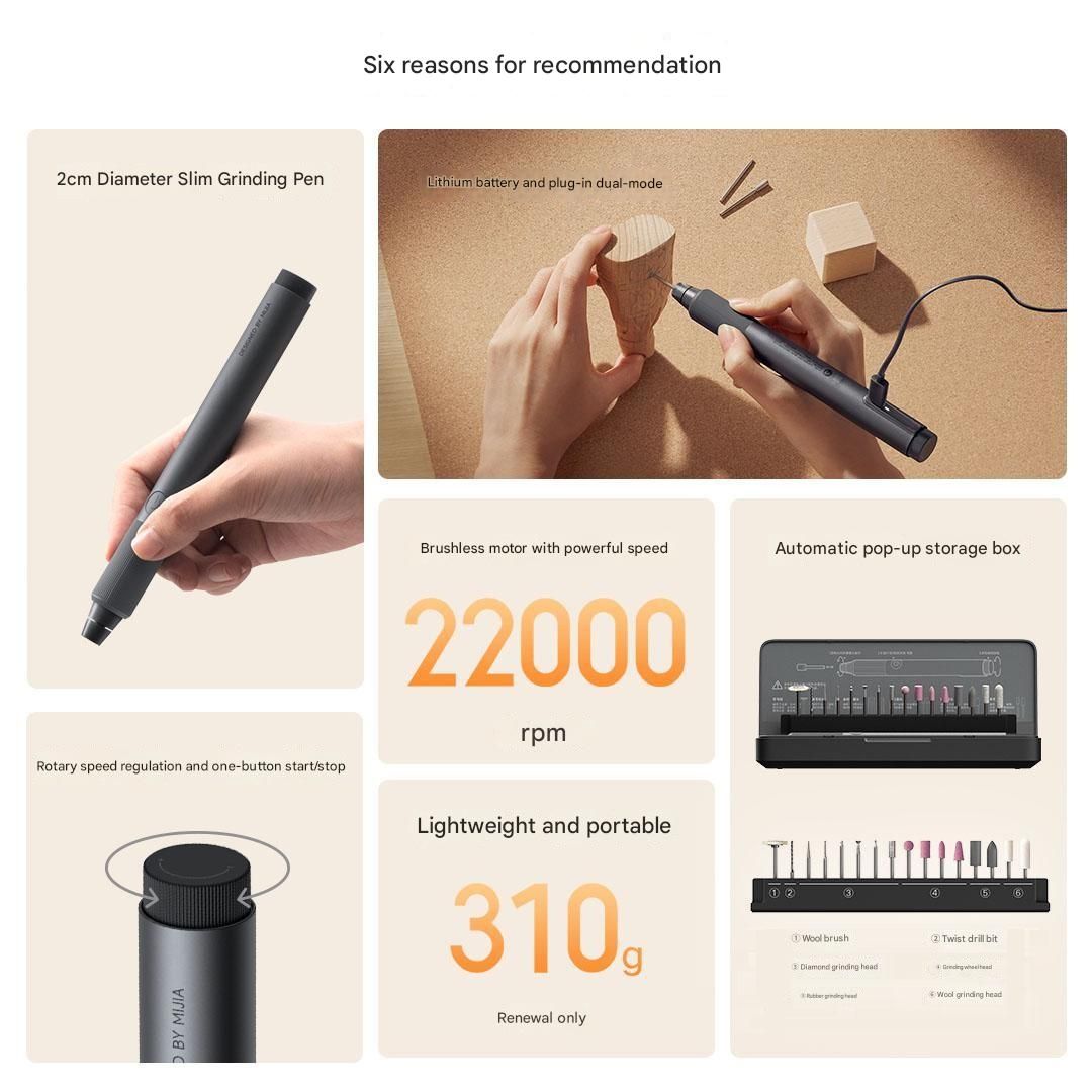 Xiaomi Mijia Cordless Electric Engraving Pen Mini Rotary Tool Rechargeable Grinding Polishing Tool for Wood Carving DIY