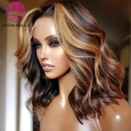 Highlight HD Wigs Human Hair Lace Front Shoulder Length Piano