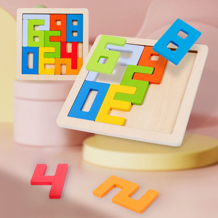 Children's digital wooden matching puzzle wooden toy