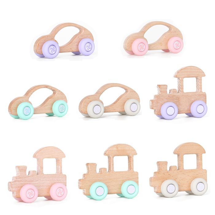 Toy car Baby toy food grade silicone wooden car