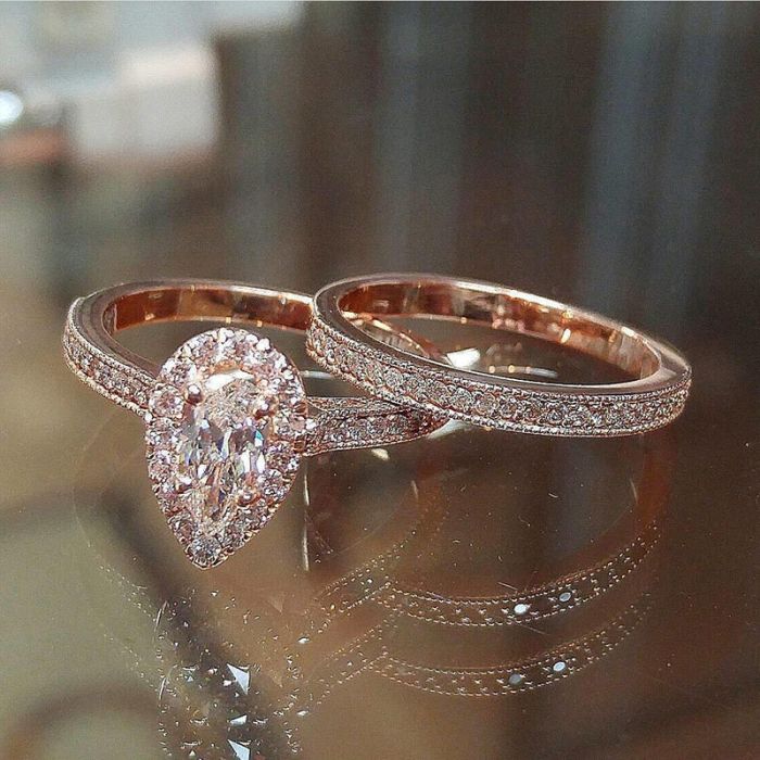 Classic pear-shaped zirconium engagement ring fashion ladies trendy hand jewelry