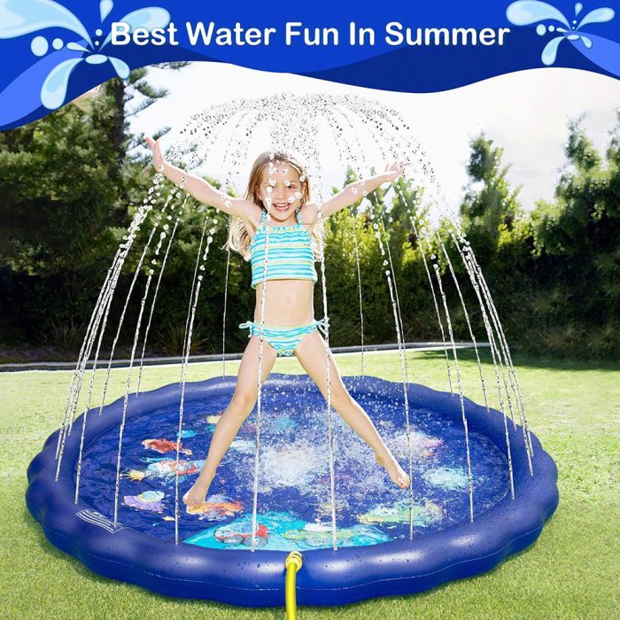 Splash Pad for Dogs and Kids Starry sky blue children's outdoor splashing spray pad pvc inflatable children's sprinkler pad