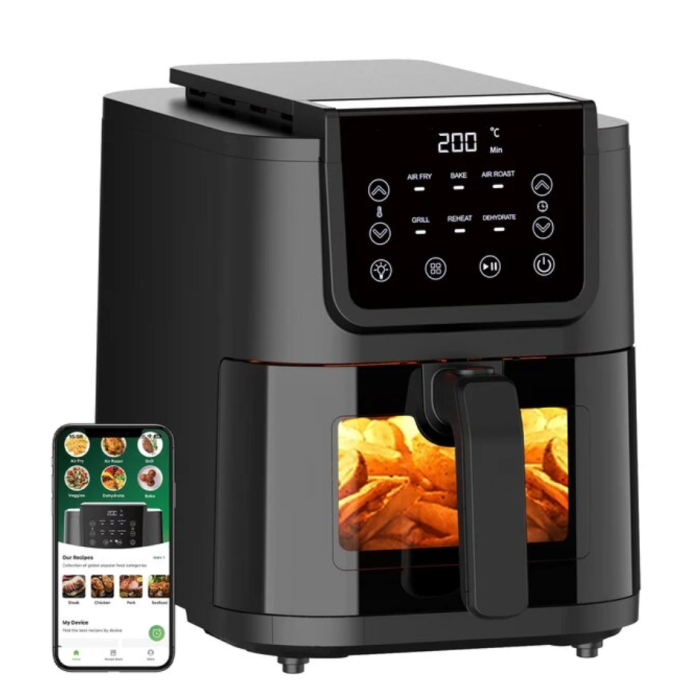 Chefree AFW01 Electric Oil-free Air Fryer with Visible Window Frying Pan Toast Bread Rack Airfryer for French Fries Touch Screen