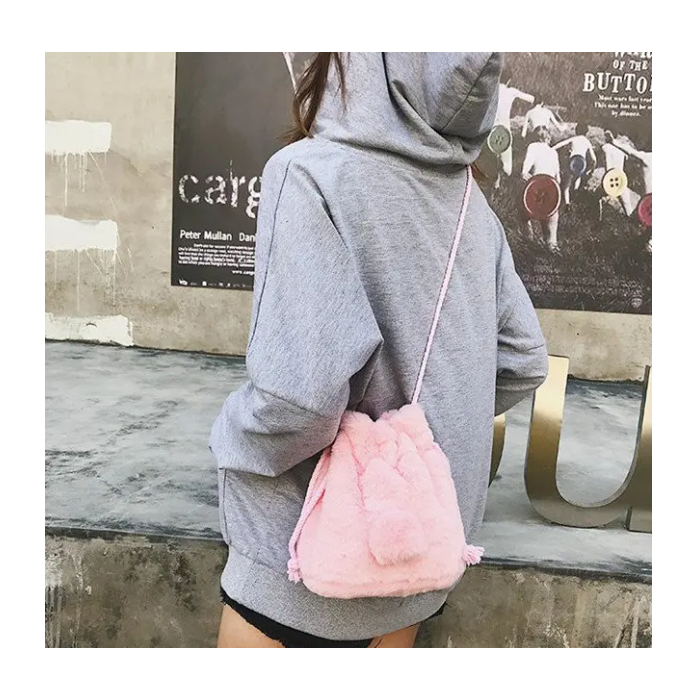 Cute Plush String Bucket Bag Shoulder Bag For Women