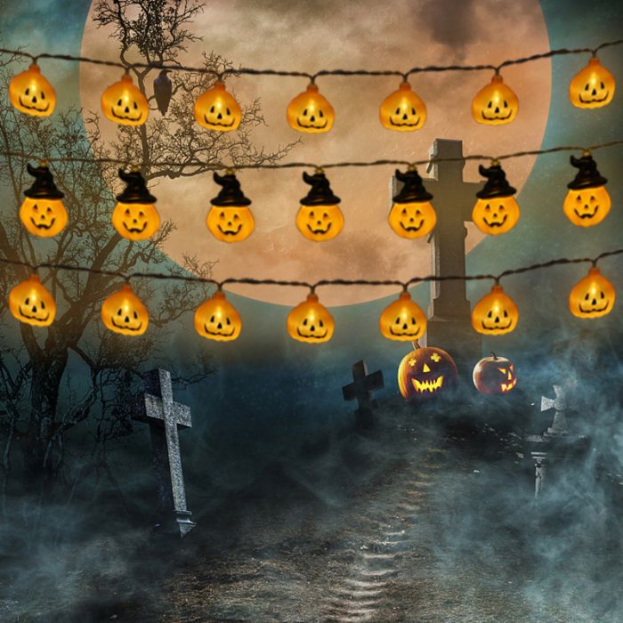 Halloween pumpkin skull light string led ghost festival decorative lights spooky atmosphere festive lights string